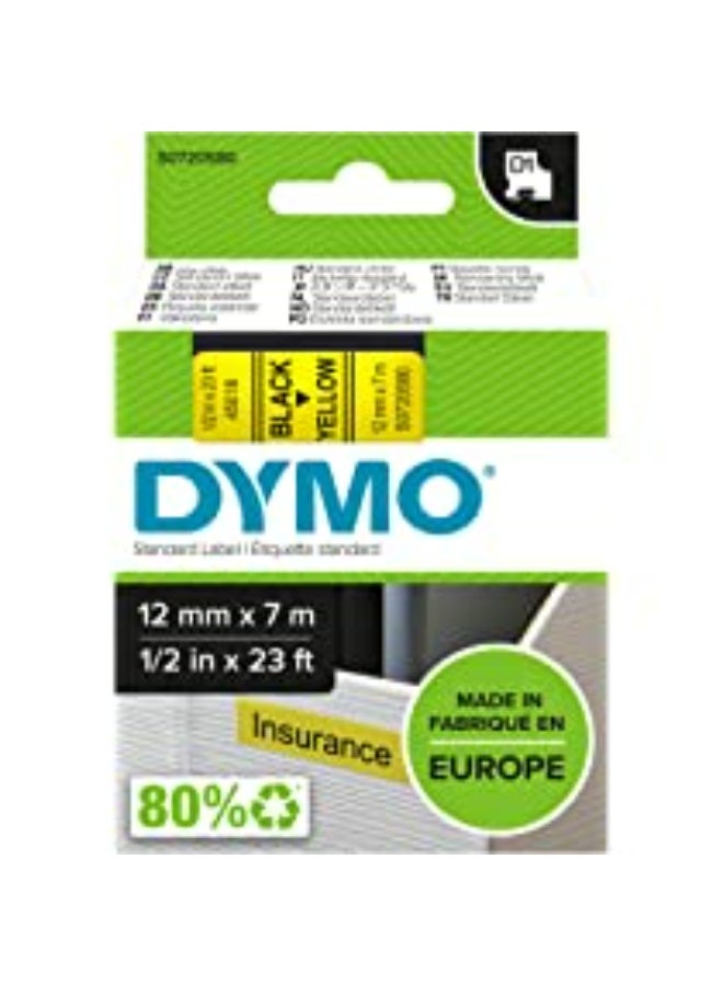 Dymo Tape Black on Yellow Label 12mmx7M D1 45018